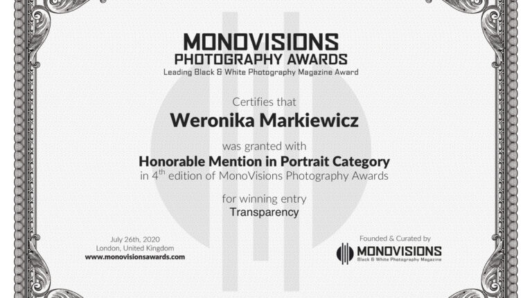 Wyróżnienie w międzynarodowym konkursie MonoVisions Photography Awards 2020