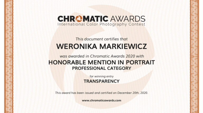 Wyróżnienie w międzynarodowym konkursie Chromatic Awards 2020!