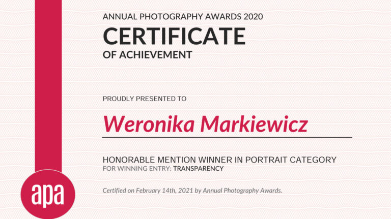 Wyróżnienie w Międzynarodowym Konkursie Annual Photography Awards 2020!
